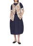 模特儿示范图 - 点击放大 - FAFAMOON - Drawstring Waist Gathered Cotton Blend Midi Dress