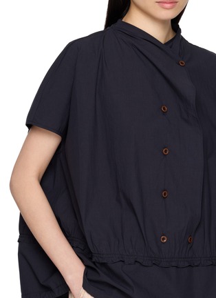  - FAFAMOON - Stand Collar Layered Cotton Top