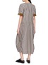 背面 - 点击放大 - FAFAMOON - Stripe Gathered Drawstring Waist Cotton Linen Dress