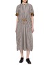首图 - 点击放大 - FAFAMOON - Stripe Gathered Drawstring Waist Cotton Linen Dress
