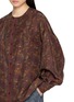  - FAFAMOON - Botanical Print Round Neck Silk Shirt
