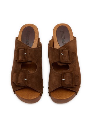 模特儿示范图 - 点击放大 - STRINGART - Two-buckle Suede Clogs