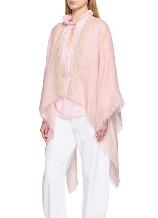 正面 -点击放大 - GAYNOR BONGARD - Fringe-Edge Linen Cape