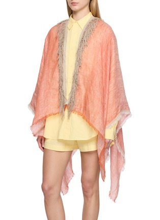 正面 -点击放大 - GAYNOR BONGARD - Fringe-Edge Linen Cape