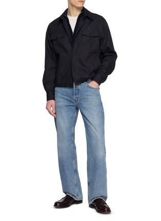 模特儿示范图 - 点击放大 - LARDINI - Flap Pocket Dark Wash Denim Jacket