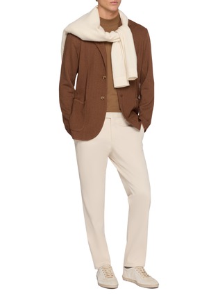 模特儿示范图 - 点击放大 - LARDINI - Single Breasted Jacquard Knit Jacket
