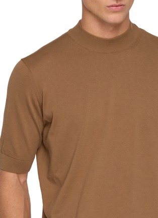  - LARDINI - Short Sleeve Mock Neck Organic Cotton Sweater