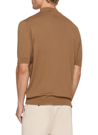 背面 - 点击放大 - LARDINI - Short Sleeve Mock Neck Organic Cotton Sweater