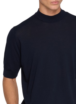  - LARDINI - Short Sleeve Mock Neck Organic Cotton Sweater