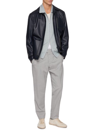 模特儿示范图 - 点击放大 - LARDINI - Full Zip Shirt Collar Bomber Jacket
