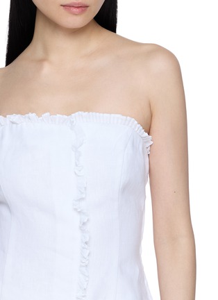  - POSSE - Strapless Ruffle Trim Linen Top