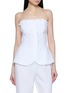 首图 - 点击放大 - POSSE - Strapless Ruffle Trim Linen Top