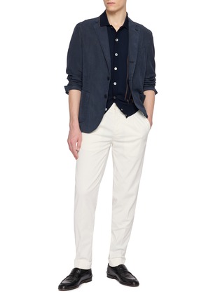 模特儿示范图 - 点击放大 - EQUIL - Striped Front Polo Shirt