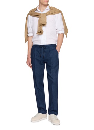 模特儿示范图 - 点击放大 - EQUIL - Drawstring Elastic Back Linen Pants