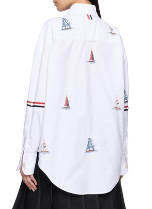 背面 - 点击放大 - THOM BROWNE - Supersized Point Collar Sailboat Stitch Shirt