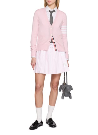 模特儿示范图 - 点击放大 - THOM BROWNE - Drawstring Pleated Cotton Mini Skirt