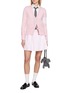 模特儿示范图 - 点击放大 - THOM BROWNE - Drawstring Pleated Cotton Mini Skirt