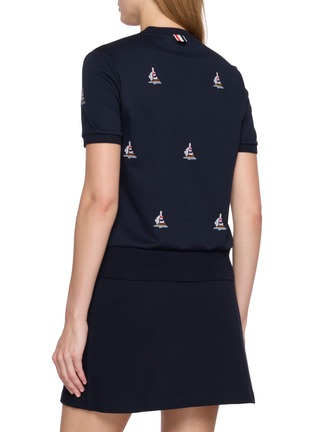 背面 - 点击放大 - THOM BROWNE - Sailboat Embroidered Cotton T-Shirt