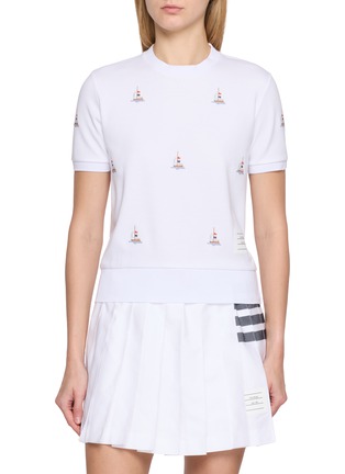 首图 - 点击放大 - THOM BROWNE - Sailboat Embroidered Cotton T-Shirt