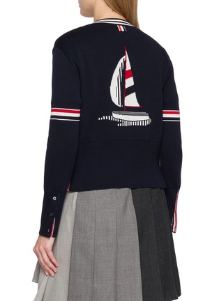 背面 - 点击放大 - THOM BROWNE - Sailboat Jacquard V-Neck Cotton Cardigan