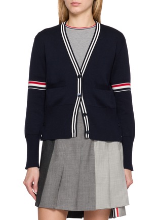 首图 - 点击放大 - THOM BROWNE - Sailboat Jacquard V-Neck Cotton Cardigan