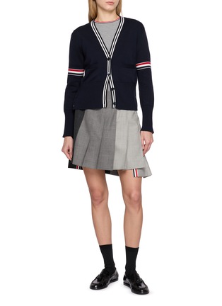 模特儿示范图 - 点击放大 - THOM BROWNE - Sailboat Jacquard V-Neck Cotton Cardigan