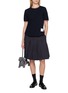 模特儿示范图 - 点击放大 - THOM BROWNE - Striped Trim Curved Hem Cotton T-Shirt