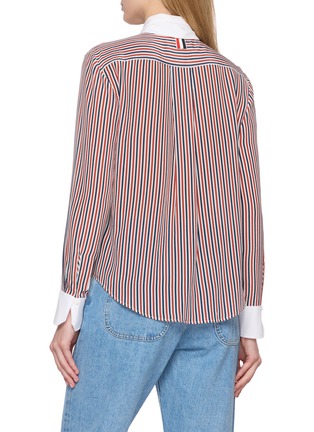 背面 - 点击放大 - THOM BROWNE - Striped Detachable Collar Silk Shirt