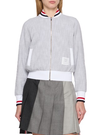首图 - 点击放大 - THOM BROWNE - RWB Cuff Cotton Tweed Bomber Jacket