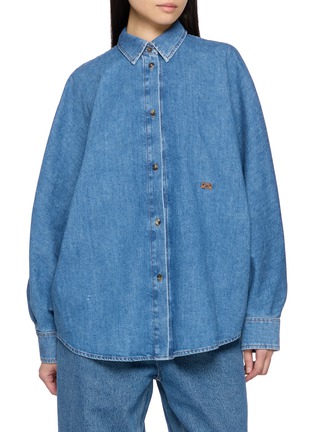 首图 - 点击放大 - LOEWE - Batwing Sleeve Embroidered Denim Shirt