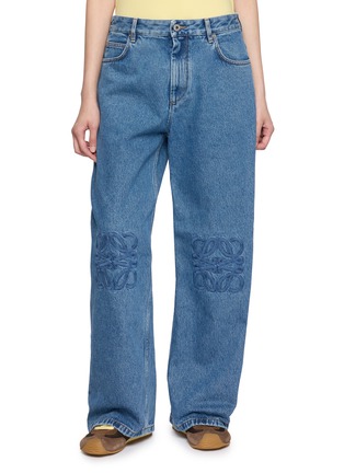 首图 - 点击放大 - LOEWE - Anagram Embroidered Washed Cotton Denim Baggy Jeans