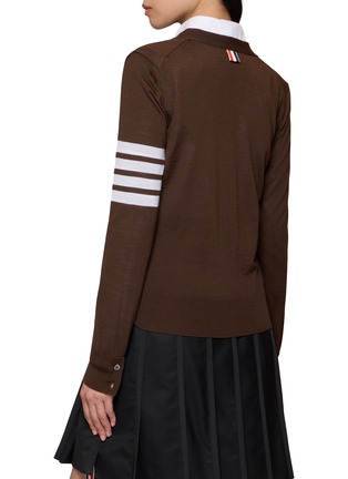 背面 - 点击放大 - THOM BROWNE - 4-Bar Striped V-Neck Cardigan