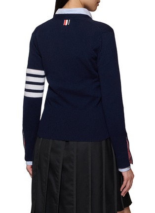 背面 - 点击放大 - THOM BROWNE - 4-Bar Striped V-Neck Cardigan
