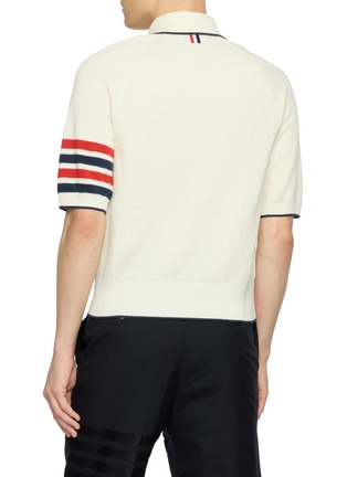 背面 - 点击放大 - THOM BROWNE - 4 Bar Raglan Sleeve Linen Cotton Polo Shirt