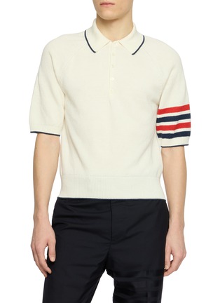 首图 - 点击放大 - THOM BROWNE - 4 Bar Raglan Sleeve Linen Cotton Polo Shirt