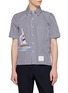 首图 - 点击放大 - THOM BROWNE - Striped Sailboat Embroidery Cotton Poplin Shirt