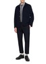 模特儿示范图 - 点击放大 - THOM BROWNE - Striped Sailboat Embroidery Cotton Poplin Shirt