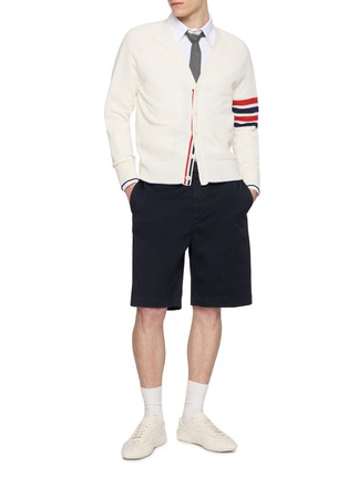 模特儿示范图 - 点击放大 - THOM BROWNE - 4-bar Linen Cotton Cardigan