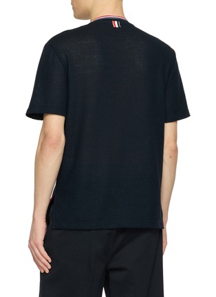 背面 - 点击放大 - THOM BROWNE - Striped Neck Cotton Linen T-Shirt