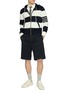 模特儿示范图 - 点击放大 - THOM BROWNE - Rugby Stripe Zip Up Hoodie