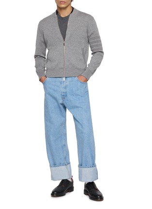 模特儿示范图 - 点击放大 - THOM BROWNE - Ottoman Milano Stitch 4-Bar Bomber Jacket