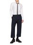 模特儿示范图 - 点击放大 - THOM BROWNE - Windowpane Check Straight Leg Tailored Trousers