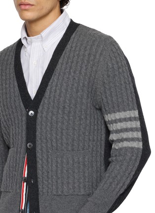  - THOM BROWNE - Baby Cable 4-Bar V-neck Cardigan