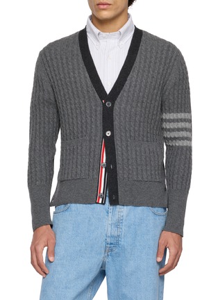 首图 - 点击放大 - THOM BROWNE - Baby Cable 4-Bar V-neck Cardigan