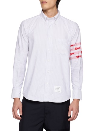 首图 - 点击放大 - THOM BROWNE - University Stripe 4-Bar Lobster Cotton Oxford Shirt