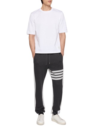 模特儿示范图 - 点击放大 - THOM BROWNE - Ottoman 4-Bar Cotton Jersey T-Shirt