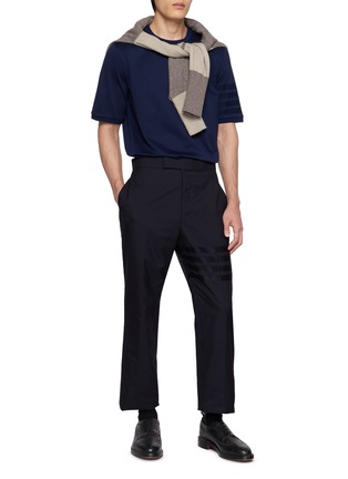 模特儿示范图 - 点击放大 - THOM BROWNE - Ottoman 4-Bar Cotton Jersey T-Shirt