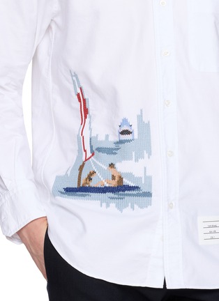  - THOM BROWNE - Scenic Sailboat And Shark Cotton Oxford Shirt