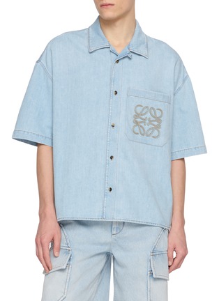 首图 - 点击放大 - LOEWE - Anagram Embroidered Light Wash Denim Shirt