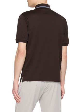 背面 - 点击放大 - HERNO - Contrast Stripe Collar Cotton Polo Shirt
